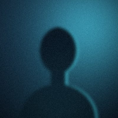 Portrait illustratif abstrait, silhouette sur fond turquoise